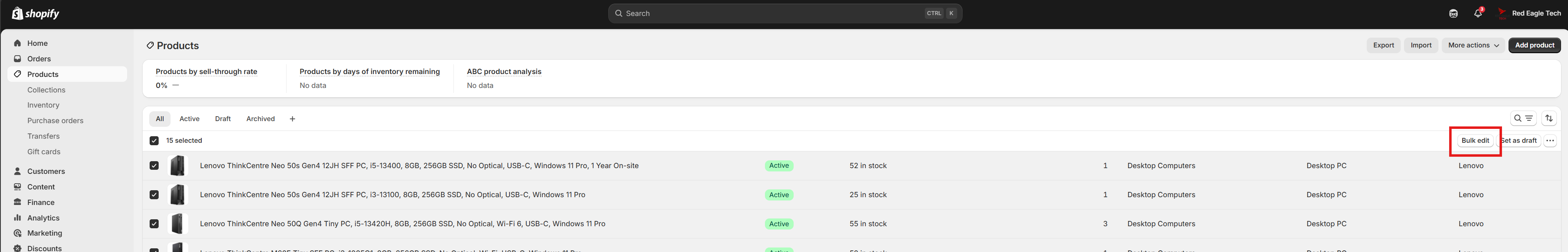 Using Shopify's bulk editor to automate product management