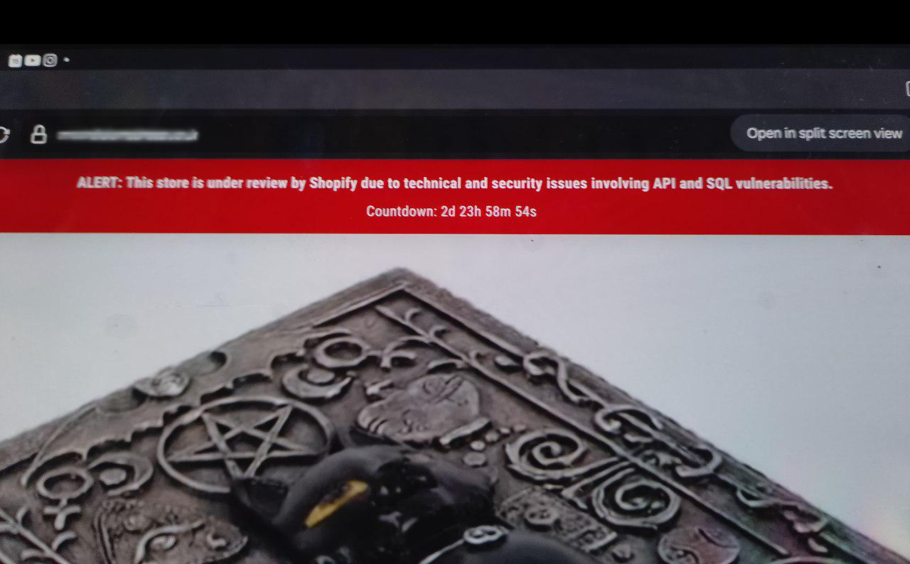 Scam warning banner on tablet